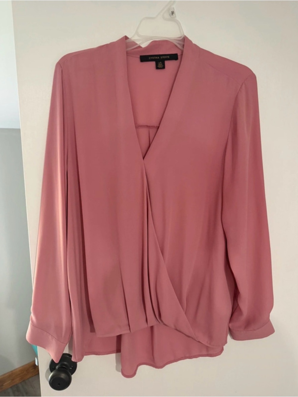 Cynthia Steffe Rose Pink Draped V-Neck Blouse
